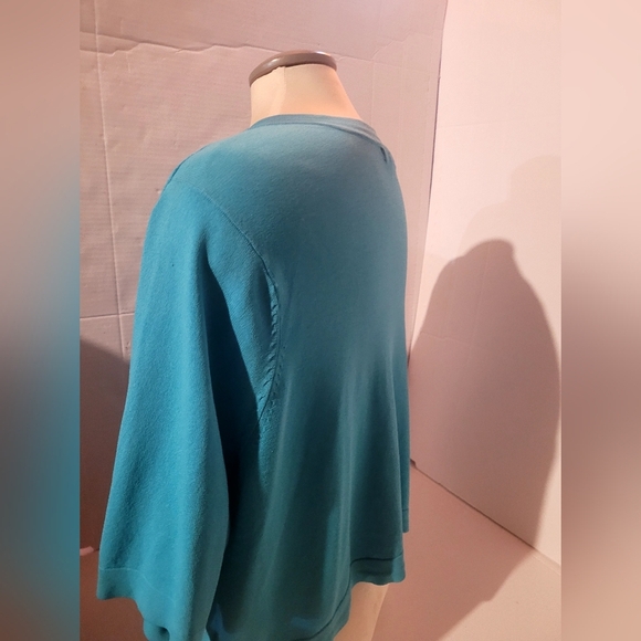 Dress Barn blue shrug  3/4 Sleeve Cardigan cropped - Picture 3 of 5